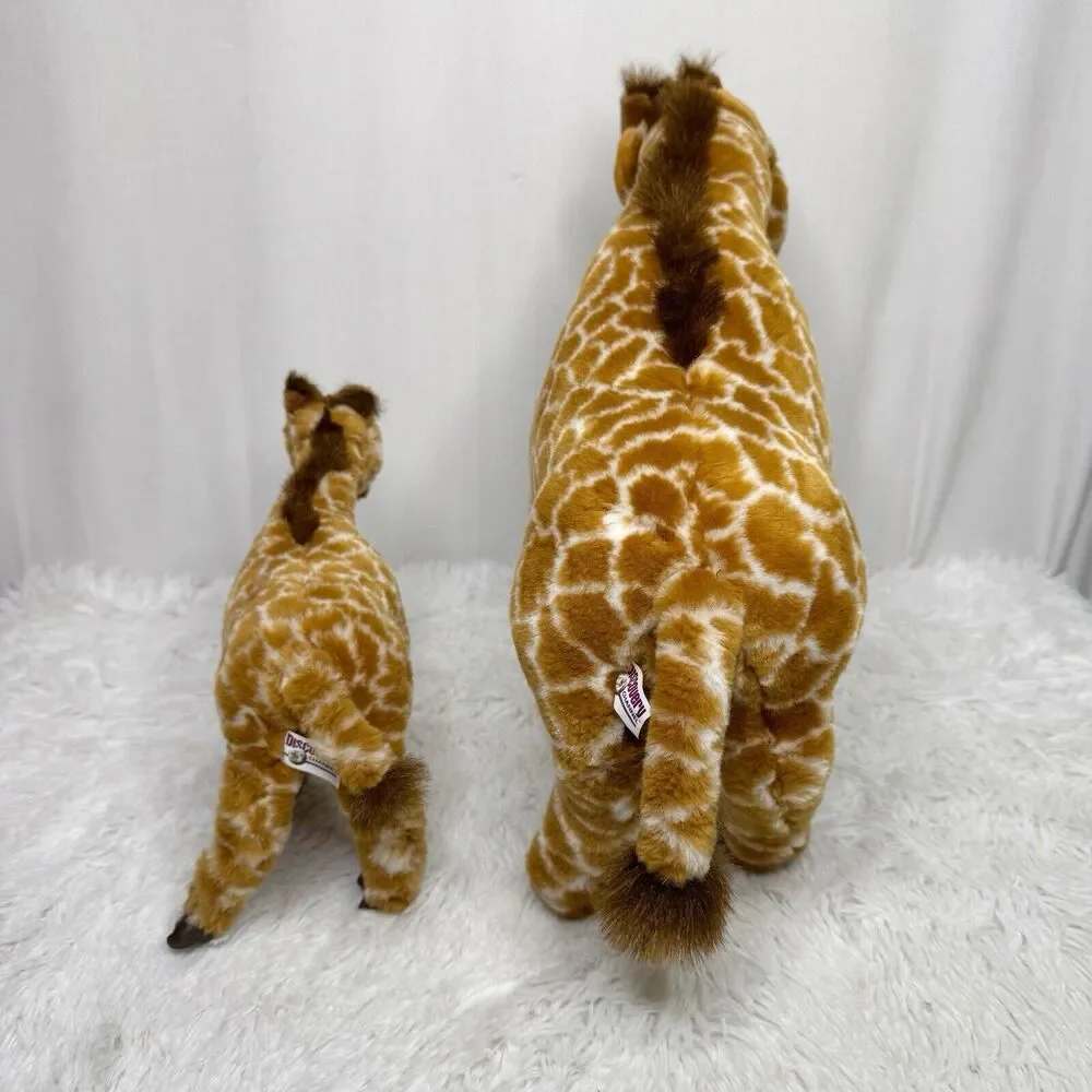 Discovery Channel Giraffe Plush Stuffed Animals 16” & 10” Mom Baby Bendable
